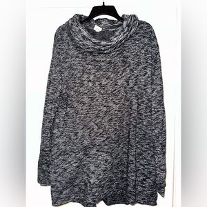 Black grey Marled knit cowl neck sweater 2xl
